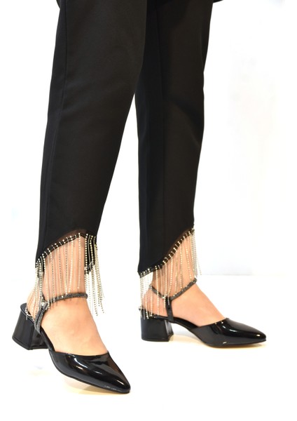 (Wiesse) Taş Biye Detaylı Topuklu Günlük Kadın Ayakkabı Rugan Siyah fırsatları