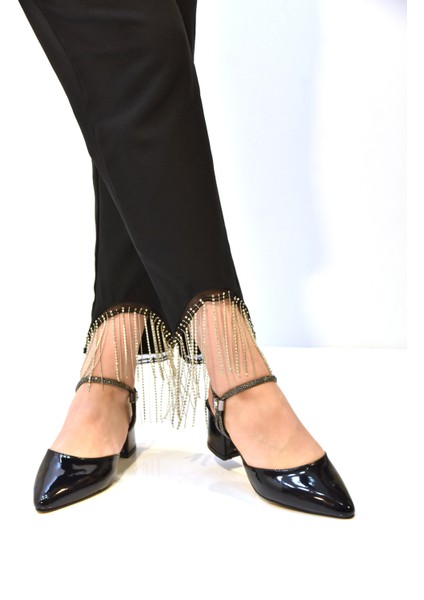 (Wiesse) Taş Biye Detaylı Topuklu Günlük Kadın Ayakkabı Rugan Siyah indirimleri