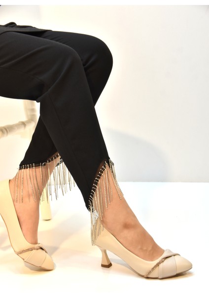 (Rıch&famous) Taş Biye Detaylı Topuklu Kadın Ayakkabı Bej fiyatları