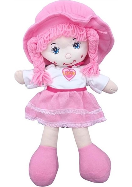 Büyük Boy 50 cm Tatlı Pembe Elbiseli Oyuncak Bez Bebek