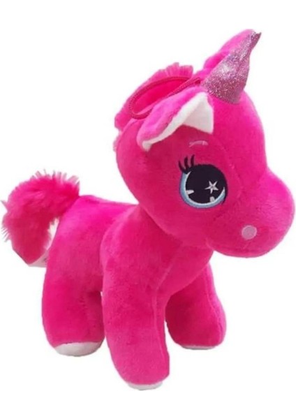 Peluş Unicorn Oyuncak Pony Pegasus Uyku Arkadaşı 20 cm Koyu Pembe