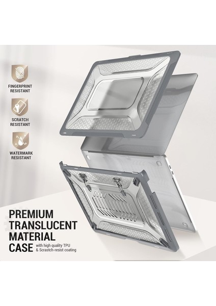 Apple MacBook Pro 13.3'' Antishock Katlanabilir Standlı Armor Ön Arka Kapak Kılıf ve Koruyucu Set A2338 A2289 A2251 A2159 Seri fiyatları