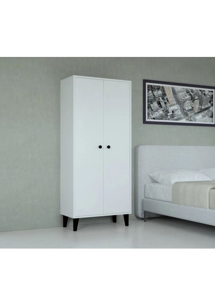 68 x 165 cm 2 Kapaklı Çok Kullanışlı Dolap - Mdf Beyaz 1. Sınıf % 100 Mdf