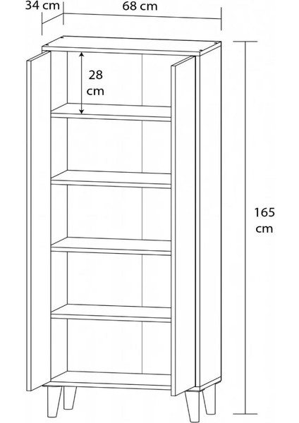 68 x 165 cm 2 Kapaklı Çok Kullanışlı Dolap - Mdf Beyaz 1. Sınıf % 100 Mdf