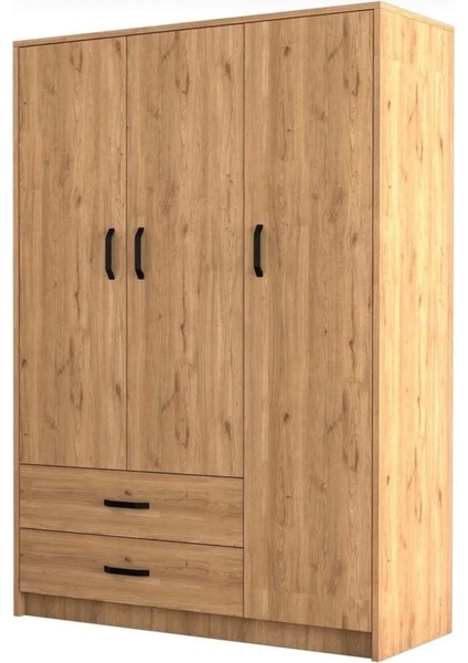 120 x 181 cm 3 Kapaklı Elbise Dolabı - Mdf Atlantik Çam Mdf