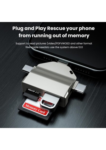 Otg 7 In 1 Lightning Type C USB Micro USB Hafıza Kart Reader Okuyucu Ios iPhone Android Flash Driver