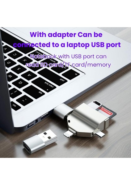 Otg 7 In 1 Lightning Type C USB Micro USB Hafıza Kart Reader Okuyucu Ios iPhone Android Flash Driver
