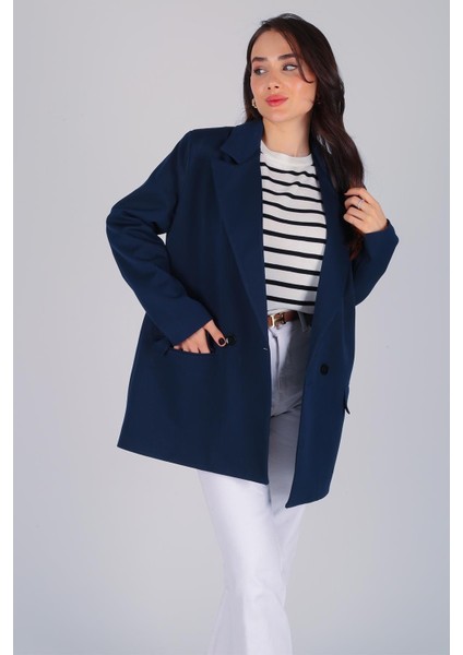 Kadın Lacivert Düğmeli Blazer Ceket fiyatları