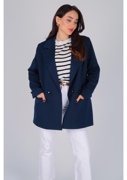 Kadın Lacivert Düğmeli Blazer Ceket fırsatları