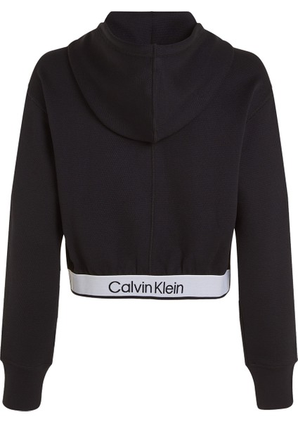 Calvin Klein Siyah Kadın Kapüşon Yaka Standart Fit Zip Ceket 00GWS4J400BAE-PW  - Full Zip Hoodie