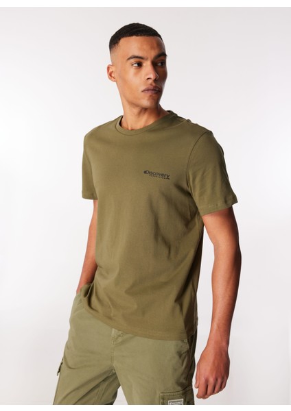 Haki Erkek Bisiklet Yaka T-Shirt D4SM-TST3294