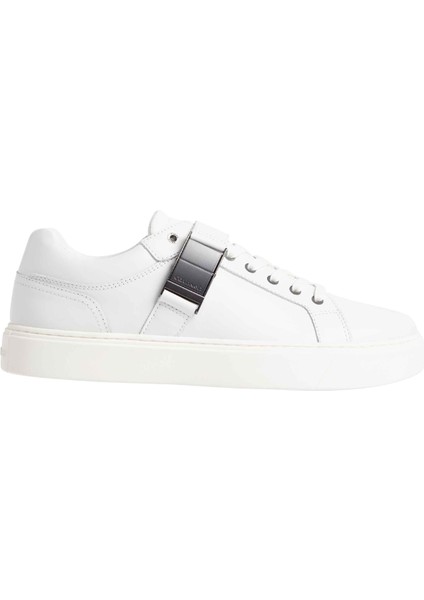 Beyaz Erkek Sneaker Low Top Lace Up W/ Iconıc Plaque