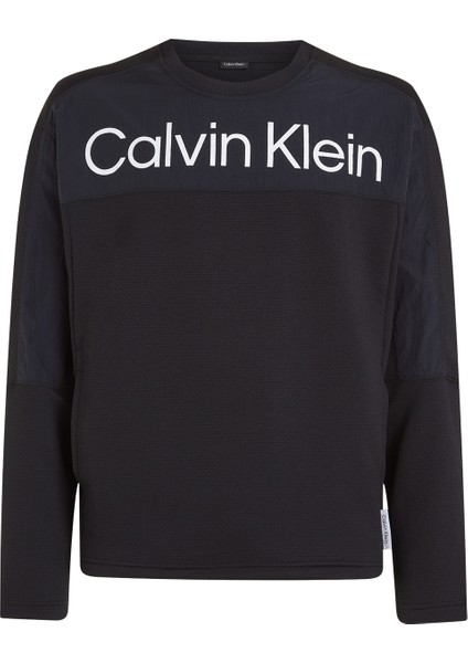 Calvin Klein Siyah Erkek Bisiklet Yaka Standart Fit Sweatshirt 00GMS4W338BAE-PW - Pullover