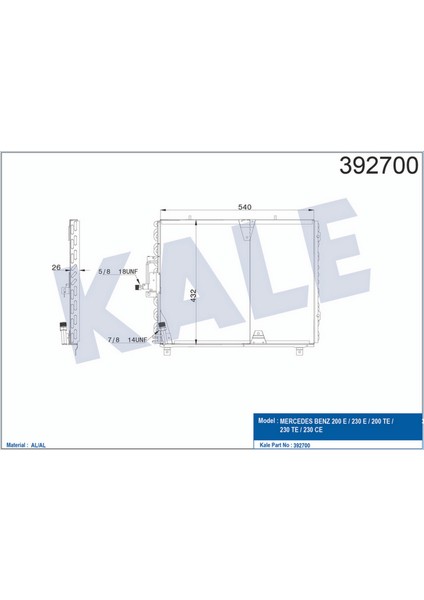 Klima Radyatoru Mercedes W124 S124 C124 18051