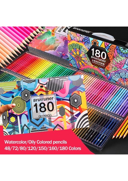 Suluboya-48 Renk Stili Brutfuner Art Professional Renkli Kalemler Renkler Yağlısuluboya Aquarelle Eskiz Çizim Renkli Kalem (Yurt Dışından) modelleri