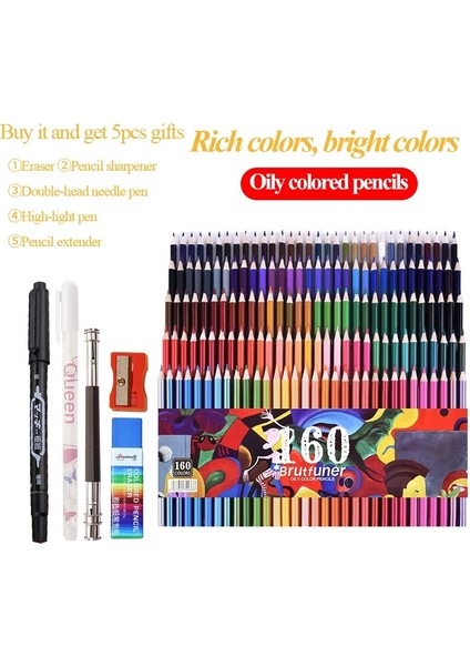 Suluboya-48 Renk Stili Brutfuner Art Professional Renkli Kalemler Renkler Yağlısuluboya Aquarelle Eskiz Çizim Renkli Kalem (Yurt Dışından) indirimleri