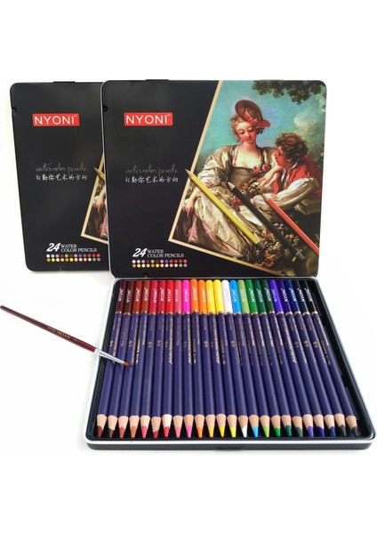 24 Renk Stili Nyonı Premium Yumuşak Çekirdekli 72 Suluboya Kalemler Lapis De Cor Sanat Malzemeleri Için Profesyonel Suda Çözünür Renkli Kalem (Yurt Dışından)