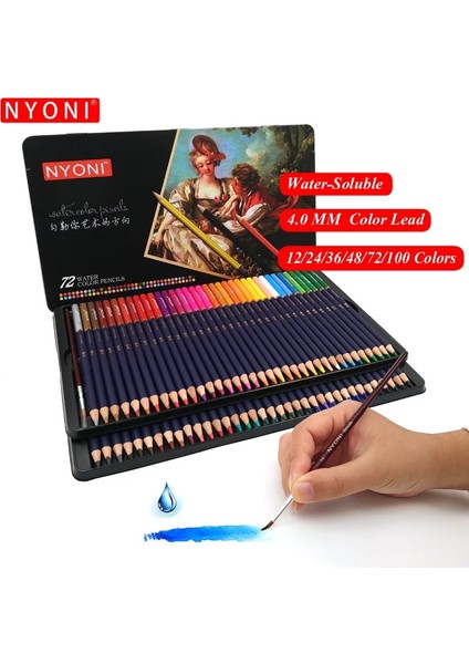 24 Renk Stili Nyonı Premium Yumuşak Çekirdekli 72 Suluboya Kalemler Lapis De Cor Sanat Malzemeleri Için Profesyonel Suda Çözünür Renkli Kalem (Yurt Dışından) fiyatları