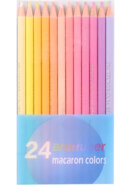 24 Macaron Renk Stili Brutfuner Macaron Renk Kalem Seti Yağ Pastel Renkli Kalemler Çizim Kalem Seti Ahşap Eskiz Çocuklar Okul Malzemeleri (Yurt Dışından)