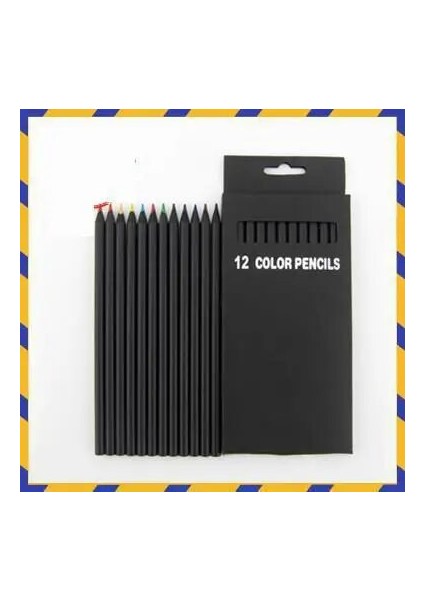 12 Renk Set Stili ve Değerli Renkli Kalem Ambalajları 12 Farklı Renk Renkli Kalemler Kawaool Siyah Ahşap Kalemler Yüksek (Yurt Dışından)