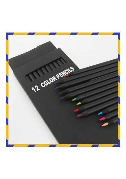 12 Renk Set Stili ve Değerli Renkli Kalem Ambalajları 12 Farklı Renk Renkli Kalemler Kawaool Siyah Ahşap Kalemler Yüksek (Yurt Dışından) fiyatları