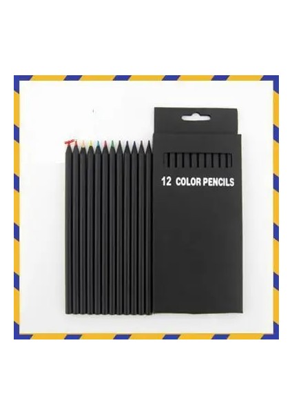 12 Renk Set Stili ve Değerli Renkli Kalem Ambalajları 12 Farklı Renk Renkli Kalemler Kawaool Siyah Ahşap Kalemler Yüksek (Yurt Dışından) modelleri
