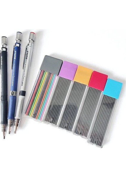 O Tarzı Mekanik Kalem Seti Metal Çizim Otomatik Grafit Kalemler Okul Malzemeleri Kırtasiye Için Kurşun (Yurt Dışından) fiyatları