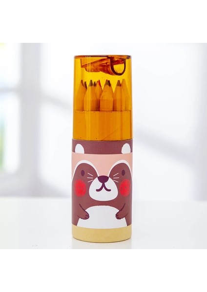 Bordo Tarzı Kutu Sevimli Mini Renkli Kalemler Yaratıcı Kırtasiye Okul Renkli Kalemler Için Sevimli Ayı Kalemleri Okul Malzemeleri (Yurt Dışından)