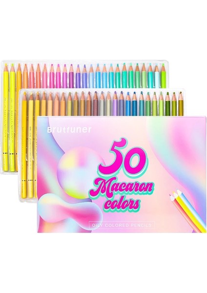 50 Macaron Oilcolors Stili Brutfuner Macaron Renkler Renkli Kalemler Çizim Pastel Eskiz 80 Parlak Boya Kalemi De Couleur Set Sanat Malzemeleri (Yurt Dışından)