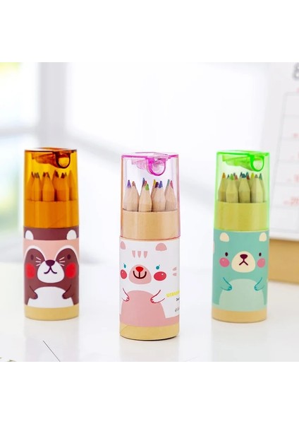 Bordo Tarzı Kutu Sevimli Mini Renkli Kalemler Yaratıcı Kırtasiye Okul Renkli Kalemler Için Sevimli Ayı Kalemleri Okul Malzemeleri (Yurt Dışından) fiyatları
