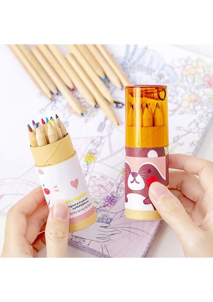 Bordo Tarzı Kutu Sevimli Mini Renkli Kalemler Yaratıcı Kırtasiye Okul Renkli Kalemler Için Sevimli Ayı Kalemleri Okul Malzemeleri (Yurt Dışından) modelleri