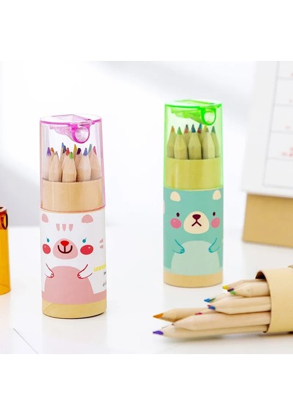 Bordo Tarzı Kutu Sevimli Mini Renkli Kalemler Yaratıcı Kırtasiye Okul Renkli Kalemler Için Sevimli Ayı Kalemleri Okul Malzemeleri (Yurt Dışından) indirimleri
