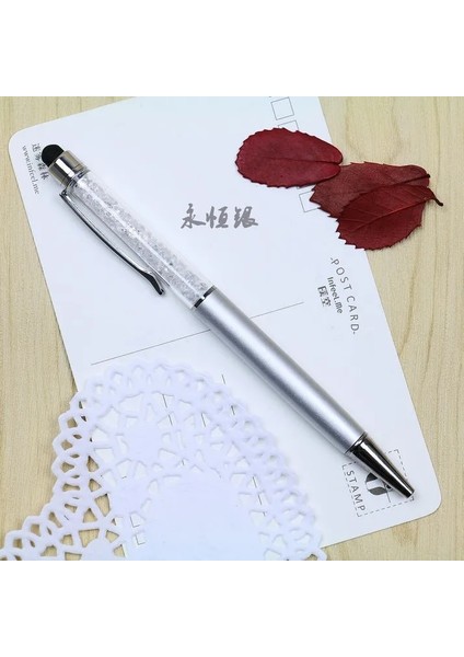 Gümüş Tarzı 11 Renkler Kristal Tükenmez Kalem Moda Yaratıcı Stylus Dokunmatik Kalem Yazmak Için Kırtasiye Ofis ve Okul Kalem Ballpen Mürekkep Siyah (Yurt Dışından)