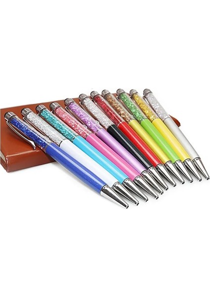Lacivert Tarzı 11 Renkler Kristal Tükenmez Kalem Moda Yaratıcı Stylus Dokunmatik Kalem Yazmak Için Kırtasiye Ofis ve Okul Kalem Ballpen Mürekkep Siyah (Yurt Dışından)