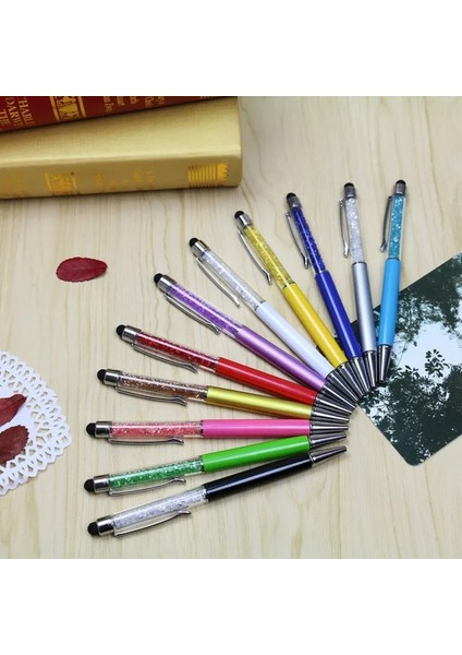 Lacivert Tarzı 11 Renkler Kristal Tükenmez Kalem Moda Yaratıcı Stylus Dokunmatik Kalem Yazmak Için Kırtasiye Ofis ve Okul Kalem Ballpen Mürekkep Siyah (Yurt Dışından)