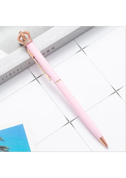 Pembe Tarzı Metal Taç Tükenmez Kalem ve Ücretsiz Kalem Refil Ilginç Özel Logo Tükenmez Peool Kırtasiye Okul Ofis Malzemeleri (Yurt Dışından)