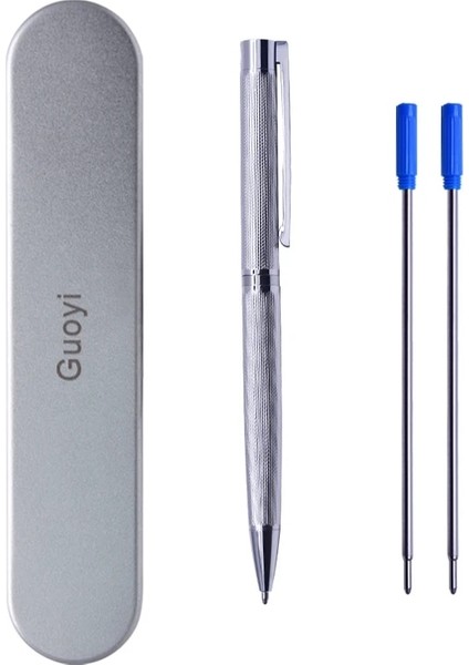 Çelik Kutu-Mavi Mürekkep Stili Guoyi Z090 Çelik Tükenmez Lüks Iş Examen Metal High-End Hediyeler Kitle Özelleştirme Logo Imza Kalem (Yurt Dışından)