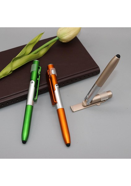 Kırmızı Stil Siyah Tablet Cep Telefonu Cep Telefonu Tutucu Için Çok Fonksiyonlu 4'ü 1 Arada Katlanabilir Tükenmez Kalem Kapasitif Stylus (El Feneri + Destek) (Yurt Dışından) fırsatları