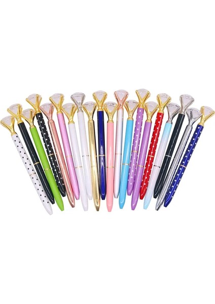 BG1565 Stili 20 Parça Lot Büyük Kristal Elmas Kafa Tükenmez Kalem Öğrenci Kırtasiye Ofis Iş Hediyeleri Metal Kalem Kayıtlı G (Yurt Dışından) fırsatları