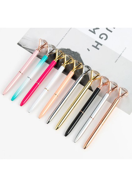 NO.384 Tarzı Siyah 21 Renk Büyük Elmas Kristal Kalem Mücevher Tükenmez Kalem Yüzük Düğün Metal Tükenmez Kalem Kawaii Büyülü Kalem Moda Okul Ofis Malzemeleri (Yurt Dışından) fiyatları