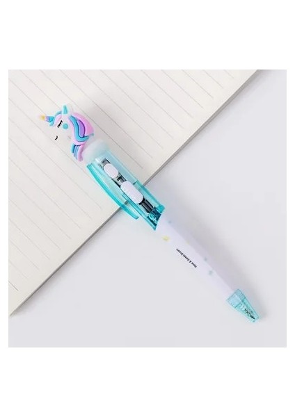 Tek Boynuzlu At Mavi Tarzı Reative Karikatür Unicorn Işık Kalem Sevimli Parlayan Tükenmez Kalem Öğrenci Kırtasiye Yazma Aracı Okul Malzemeleri (Yurt Dışından)