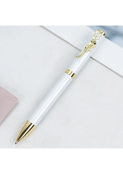 1 Adet Beyaz Stil Pembe Basın Kiraz Çiçeği Kalem Gül Çiçek Kalem Metal Tükenmez Kalem Dönen Çiçek Iş Imza Kalem Sevimli Ofis Kırtasiye (Yurt Dışından)