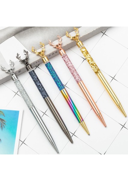 No.6 Tarzı Siyah Lytwtw'nin Ren Geyiği Tükenmez Akış Yağı Kristal Düğün Metal Bakır Bataklık Kalem Ofis Okul Tedarik Kırtasiye (Yurt Dışından) modelleri