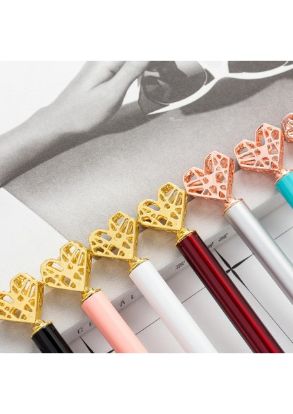 No.4 Tarzı Kawaii Modası Metal Tükenmez Okul Ofis Aksesuarları Kalem Gül Altın Kalp Fineliner Kırtasiye Yazmak Için Sevimli Kalemler (Yurt Dışından) modelleri