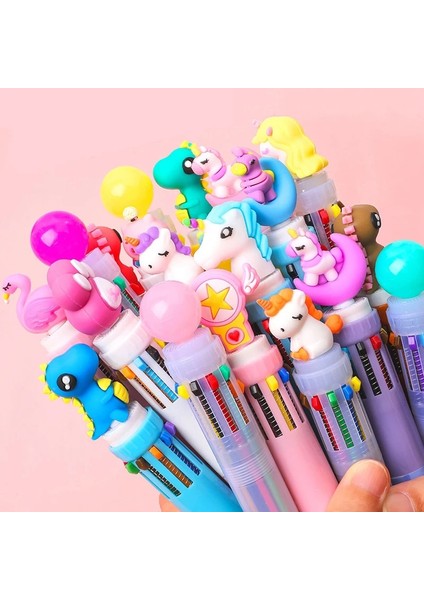 Mavi Tek Boynuzlu At Tarzı Zoecor 10COLORS Kawaii Tükenmez Kalem Çok Renkli Sevimli Jel Kalemler Unicorn Okul Öğrenci Çocuklar Iş Ofis Kırtasiye Malzemeleri (Yurt Dışından)