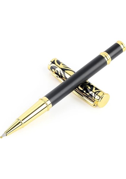 Mat Siyah Stil Retro Hollow Çiçek Metal Mediu Tükenmez Kalem Altın Klip Kalemler Topu Okul Öğrenci Ofis Iş Yazma Kırtasiye (Yurt Dışından)