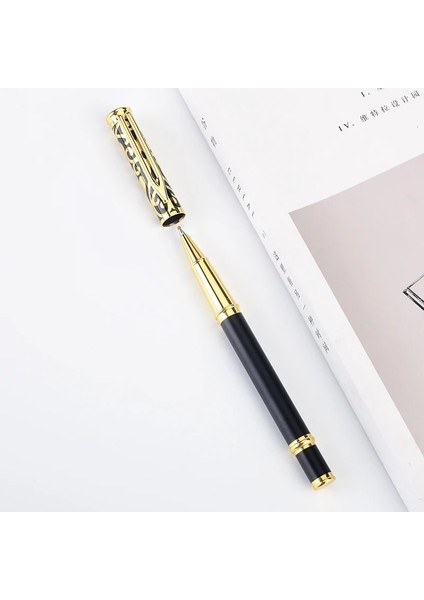 Mat Siyah Stil Retro Hollow Çiçek Metal Mediu Tükenmez Kalem Altın Klip Kalemler Topu Okul Öğrenci Ofis Iş Yazma Kırtasiye (Yurt Dışından) fırsatları