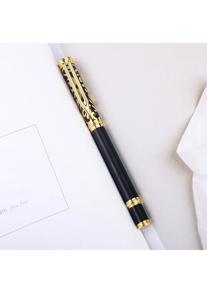 Mat Siyah Stil Retro Hollow Çiçek Metal Mediu Tükenmez Kalem Altın Klip Kalemler Topu Okul Öğrenci Ofis Iş Yazma Kırtasiye (Yurt Dışından) indirimleri