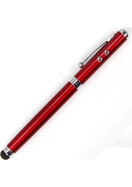 Kırmızı Stil Metal Çok Işlevli Tükenmez Kalem Dokunmatik Lazer Kapasitans 4'ü 1 Arada Reklam Logosu Özel Yapılmış Roller Kalem 1.0mm (Yurt Dışından)