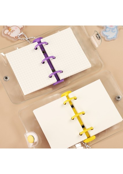 Tangyang Tarzı Mini Sevimli Şeffaf 3 Halka Mini Gevşek Yapraklı Dizüstü Öğrenci Taşınabilir El Kitap Halka Binder Kawaool Malzemeleri Kırtasiye (Yurt Dışından)